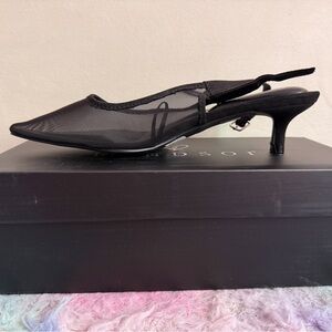 Windsor Black Mesh Slingback Heels
